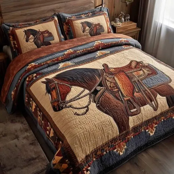 11D_Printed_Glace_Cotton_Quilted_Equestrian_Horse_Print_Bedsheet