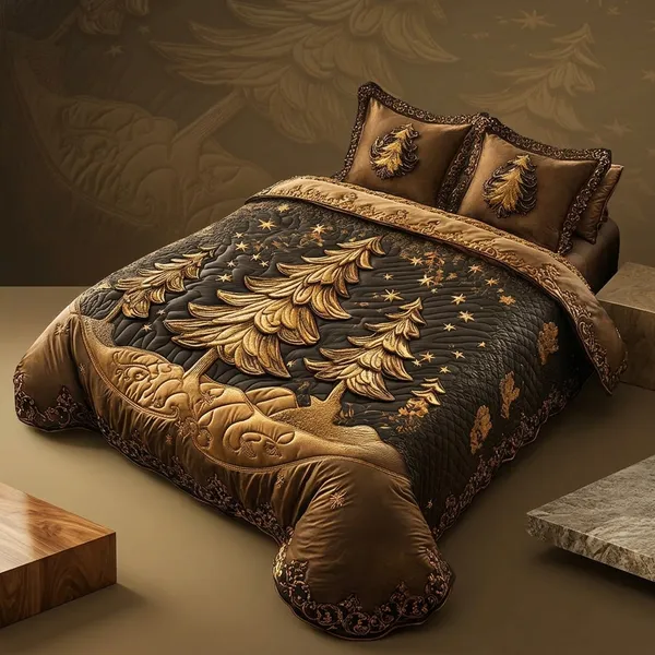 11D_Printed_Glace_Cotton_Quilted_Ornate_Floral_Print_Bedsheet