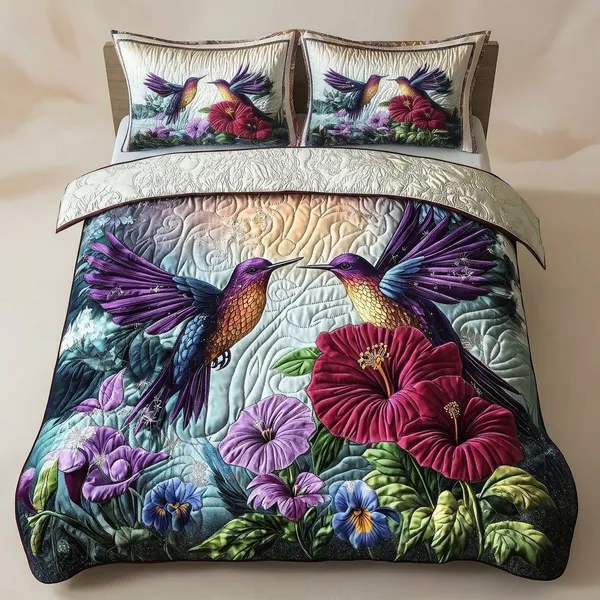 11D_Printed_Glace_Cotton_Quilted_Botanical_Hummingbird_Bedsheet