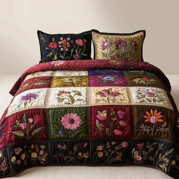 11D_Printed_Glace_Cotton_Floral_Patchwork_Embroidered_Bedsheet