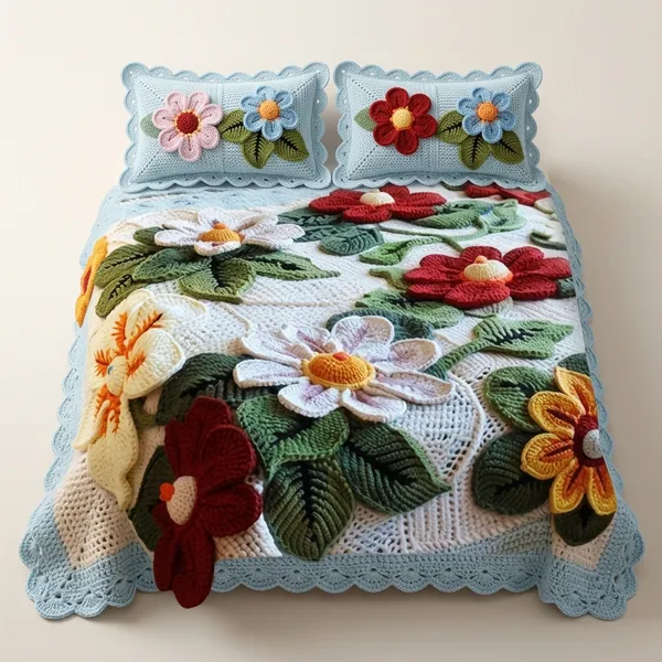 11D_Printed_Glace_Cotton_Crochet_Floral_Print_Bedsheet_With_Pillow_Covers