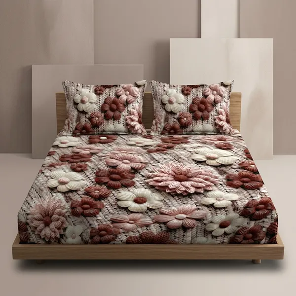 11D_Printed_Glace_Cotton_Textured_Floral_Print_Bedsheet