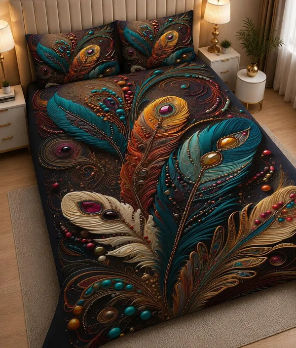 11D_Printed_Glace_Cotton_Peacock_Feather_Print_Bedsheet