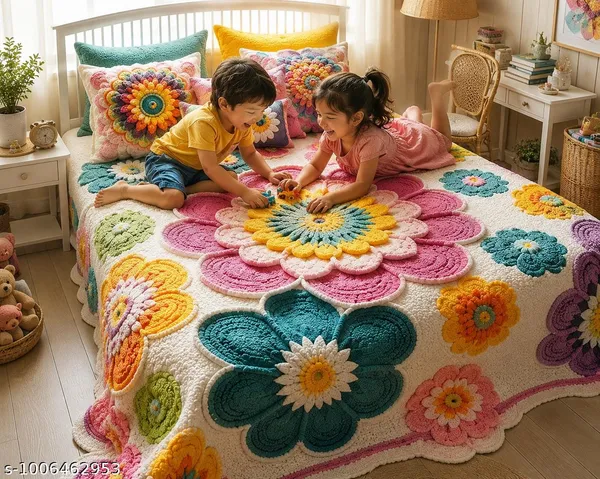 11D_Printed_Glace_Cotton_Bohemian_Multicolour_Textured_Floral_Bedsheet