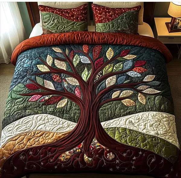 11D_Printed_Glace_Cotton_Quilted_Tree_Pattern_Bedsheet