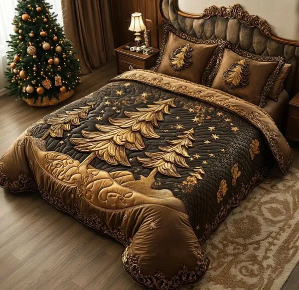 11D_Printed_Glace_Cotton_Quilted_Ornate_Floral_Print_Bedsheet