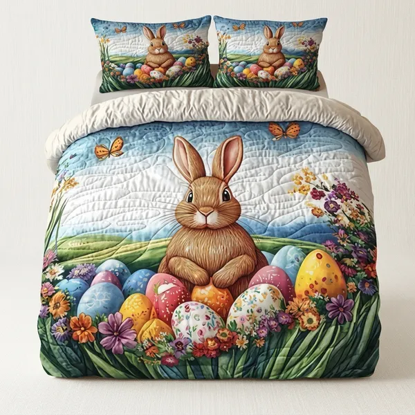 11D_Printed_Glace_Cotton_Easter_Bunny_Floral_Print_Bedsheet