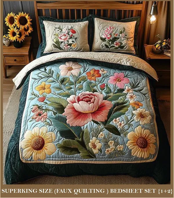 11D_Printed_Glace_Cotton_Floral_Print_Super_King_Bedsheet_Set