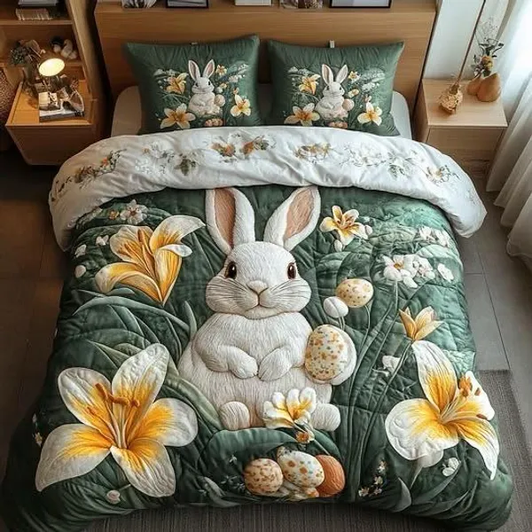 11D_Printed_Glace_Cotton_Botanical_Rabbit_Print_Quilted_Bedsheet