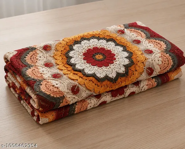 11D_Printed_Glace_Cotton_Bohemian_Multicolour_Floral_Crochet_Bedsheet