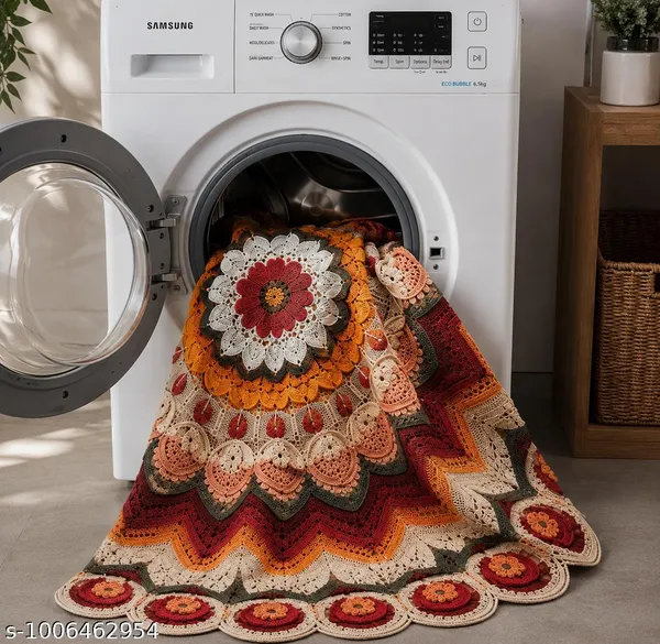 11D_Printed_Glace_Cotton_Bohemian_Multicolour_Floral_Crochet_Bedsheet