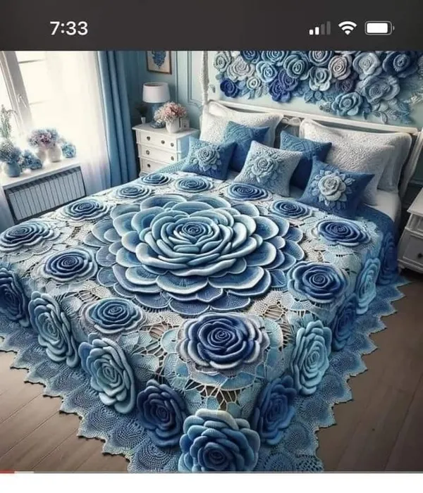 11D_Printed_Glace_Cotton_Blue_Floral_Rose_Pattern_Bedsheet