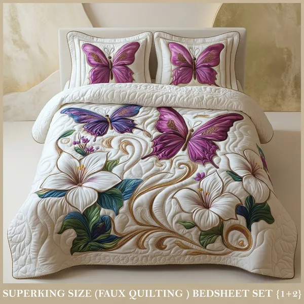 11D_Printed_Glace_Cotton_Floral_Butterfly_Super_King_Bedsheet