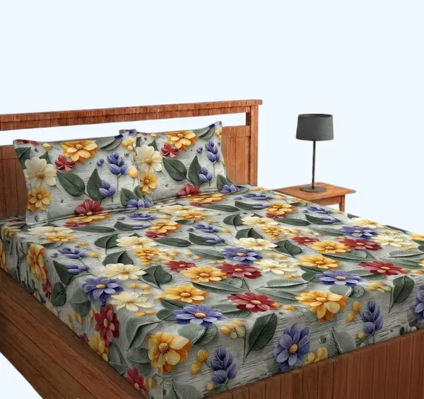 11D_Printed_Glace_Cotton_Floral_Print_Double_Bedsheet_With_Pillow_Covers