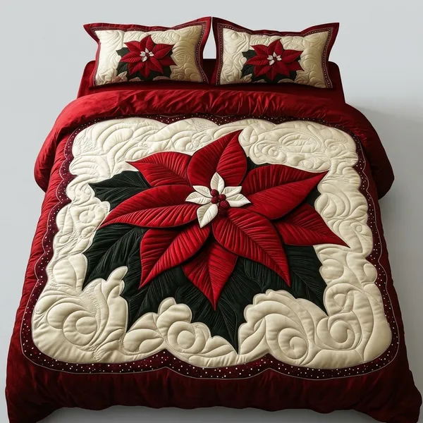 11D_Printed_Glace_Cotton_Traditional_Red_Floral_Quilted_Bedsheet