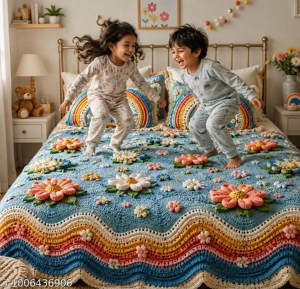 11D_Printed_Glace_Cotton_Bohemian_Crochet_Floral_Pattern_Bedspread