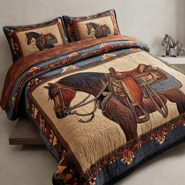 11D_Printed_Glace_Cotton_Quilted_Equestrian_Horse_Print_Bedsheet