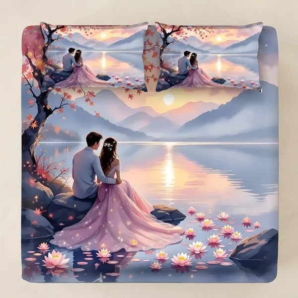 11D_Printed_Glace_Cotton_Romantic_Couple_Scenic_Print_Bedsheet