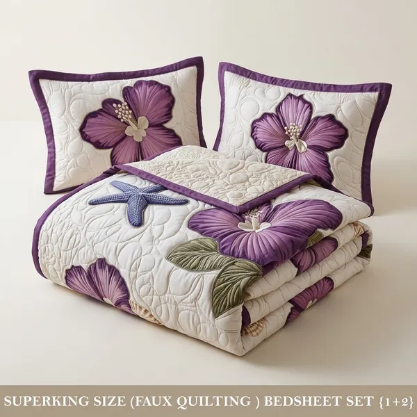 11D_Printed_Glace_Cotton_Quilted_Floral_Print_Super_King_Bedsheet