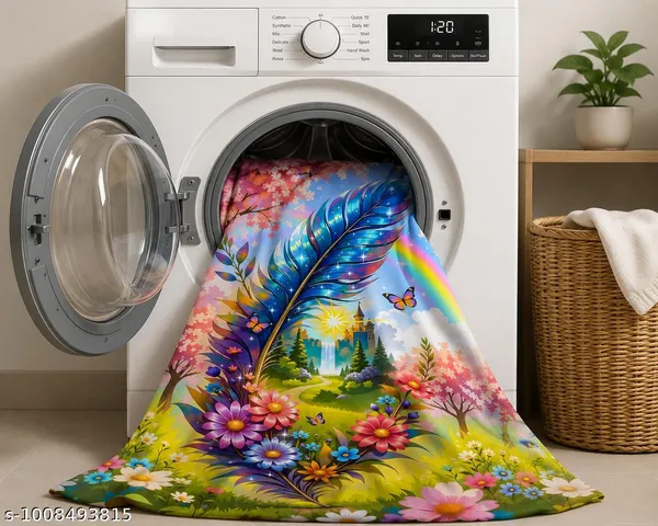 11D_Printed_Glace_Cotton_Fantasy_Floral_Feather_Print_Bedsheet