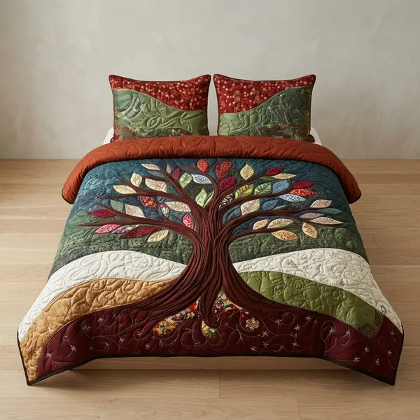 11D_Printed_Glace_Cotton_Quilted_Tree_Pattern_Bedsheet