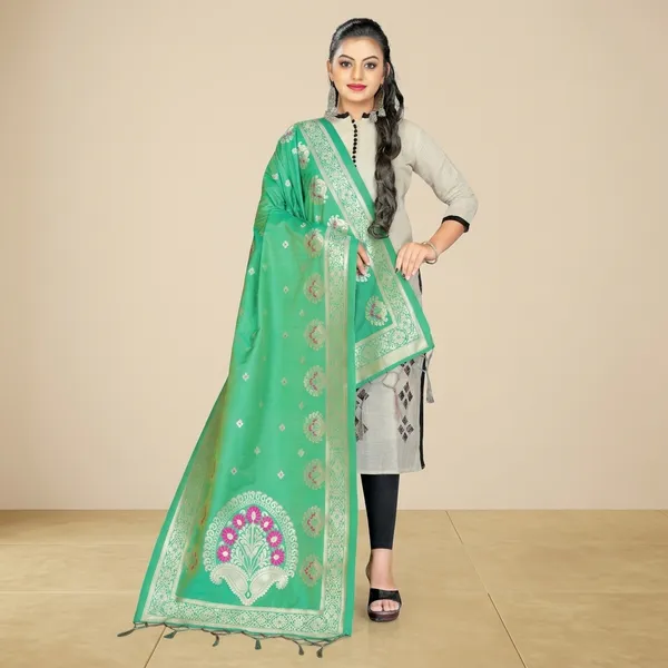 Green_Threads_Jacquard_Self_Design_Dupatta_For_Women