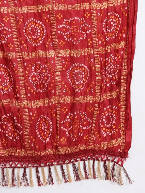Maroon_Chinon_Crushed_Bandhani_Printed_Dupatta_With_Tassels_For_Women