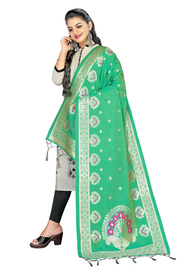 Green_Threads_Jacquard_Self_Design_Dupatta_For_Women