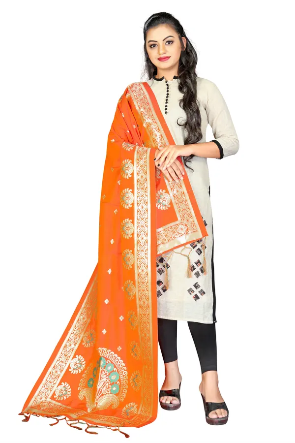 Orange_Threads_Jacquard_Self_Design_Dupatta_For_Women