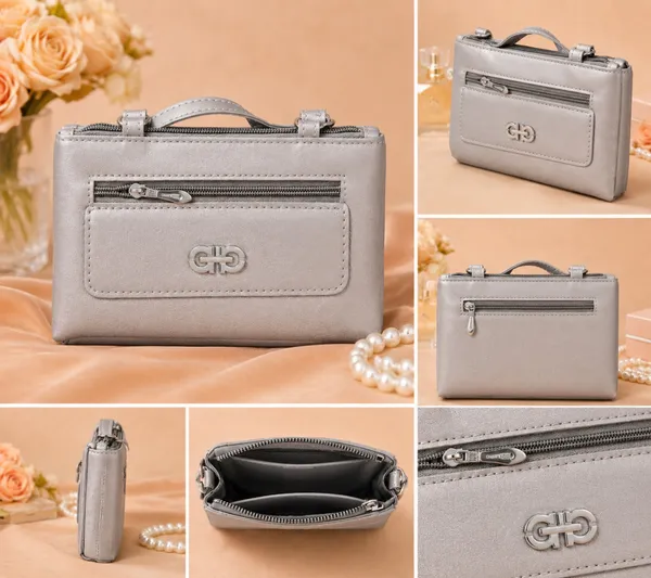 Grey_Pu_Leather_Structured_Top_Handle_Handbag_For_Women