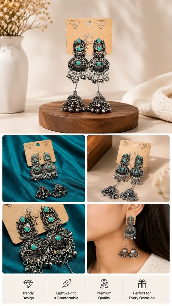 Silver_Oxidized_Alloy_Turquoise_Jhumka_Earrings_For_Women_Pack_Of_2