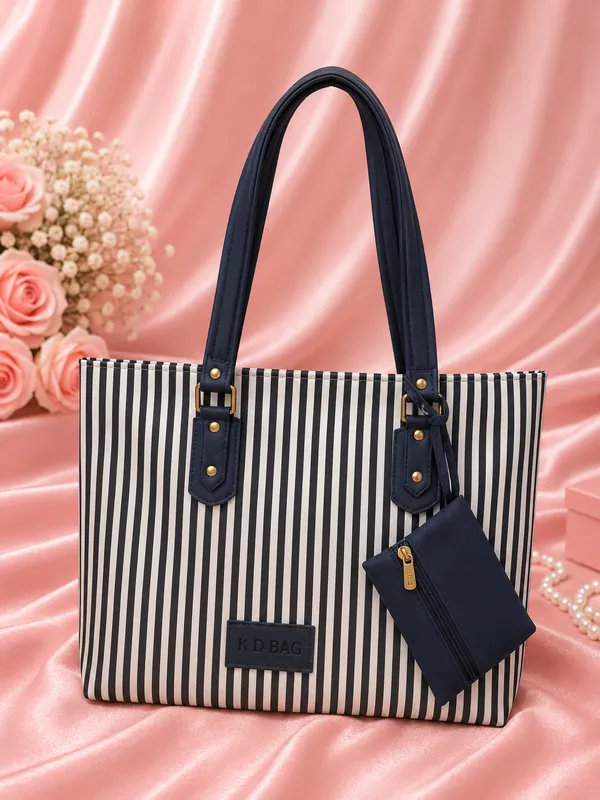 Black_White_Pu_Leather_Striped_Tote_Bag_For_Women