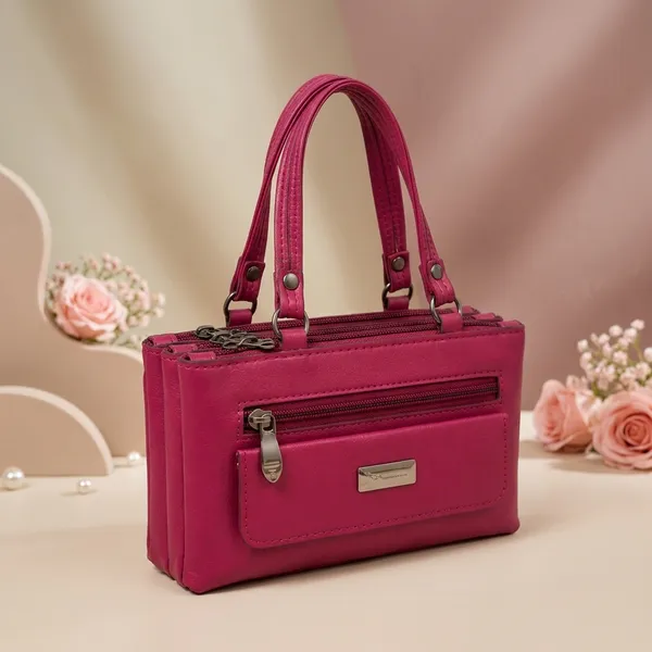 Pink_Pu_Leather_Structured_Handbag_For_Women