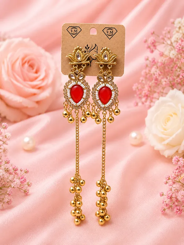 Gold_Alloy_Red_Stone_Layered_Long_Drop_Earrings_For_Women_Pack_Of_2