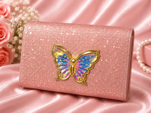 Pink_Pu_Leather_Butterfly_Embellished_Clutch_Bag_For_Women_Pack_Of_2