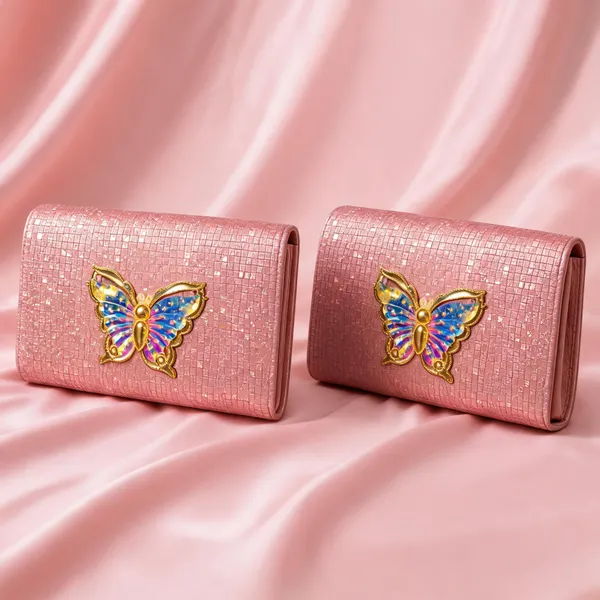 Pink_Pu_Leather_Butterfly_Embellished_Clutch_Bag_For_Women_Pack_Of_2