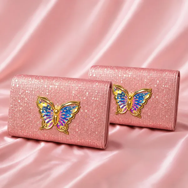 Pink_Pu_Leather_Butterfly_Embellished_Clutch_Bag_For_Women_Pack_Of_2