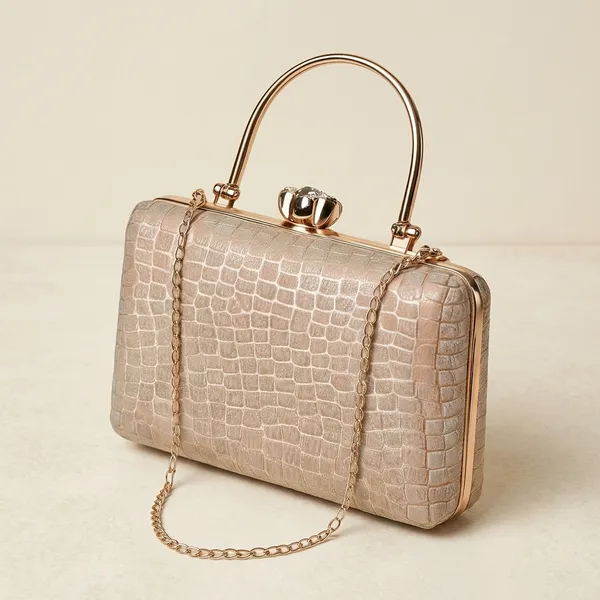 Beige_Pu_Leather_Crocodile_Texture_Frame_Clutch_Bag_For_Women