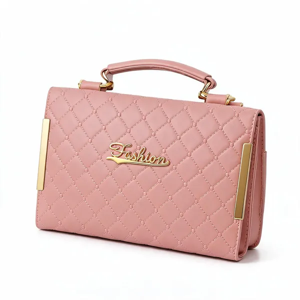 Pink_Pu_Leather_Quilted_Structured_Handbag_For_Women