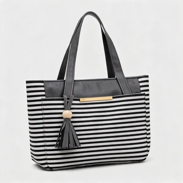 Black_White_Striped_Pu_Leather_Open_Top_Tote_Bag_For_Women