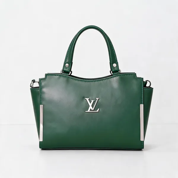 Green_Pu_Leather_Structured_Logo_Tote_Handbag_For_Women