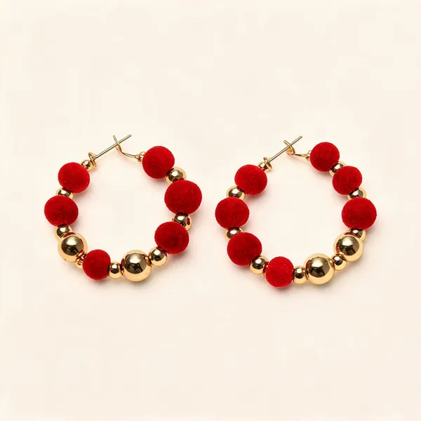 Red_Alloy_Beaded_Open_Hoop_Earrings_For_Women_Pack_Of_2