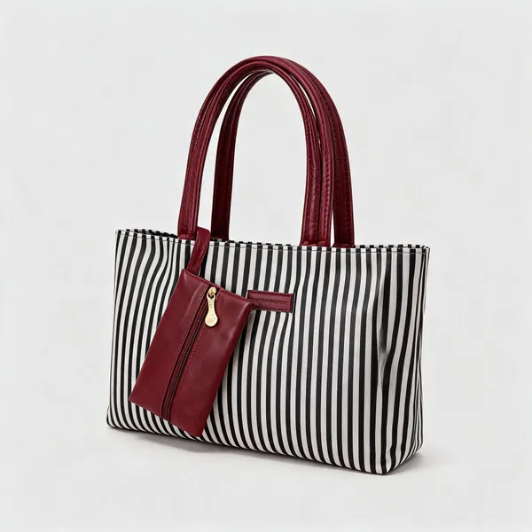 Black_White_Striped_Pu_Leather_Tote_Bag_With_Pouch_For_Women