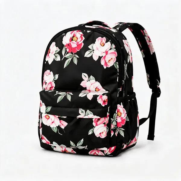Black_Polyester_Floral_Print_Backpack_For_Women