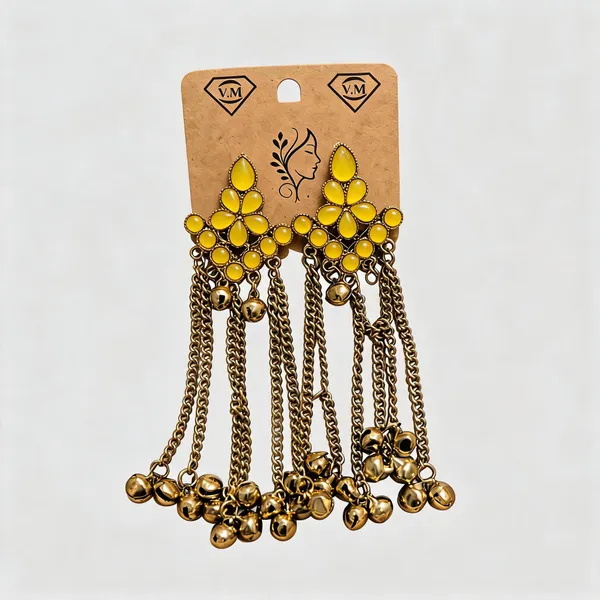 Gold_Alloy_Yellow_Stone_Tassel_Chandelier_Earrings_For_Women