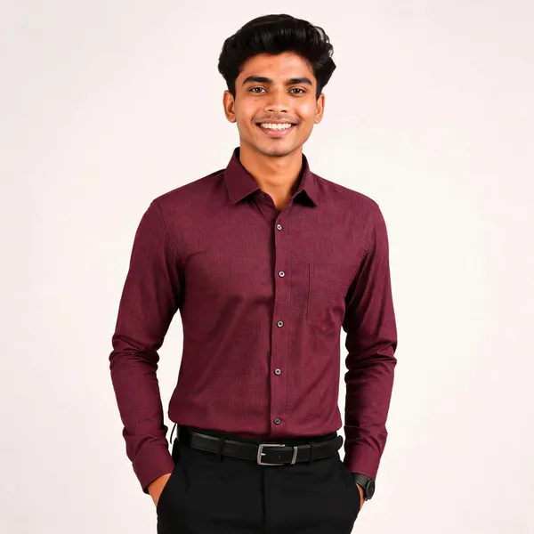 Maroon_Cotton_Regular_Fit_Textured_Shirt_For_Men