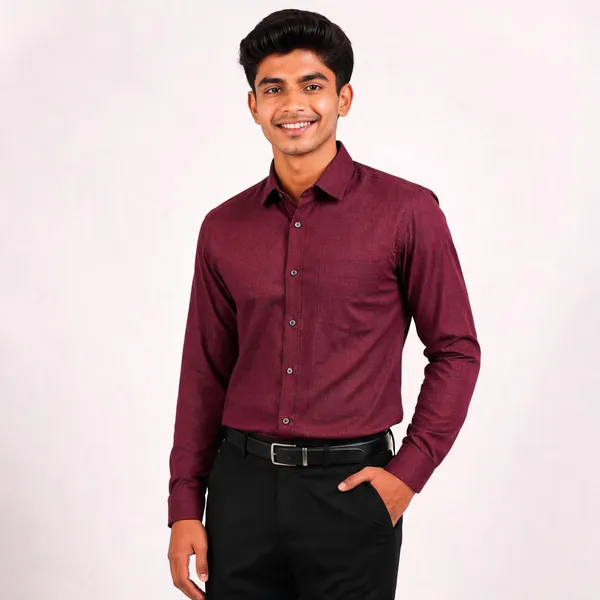 Maroon_Cotton_Regular_Fit_Textured_Shirt_For_Men