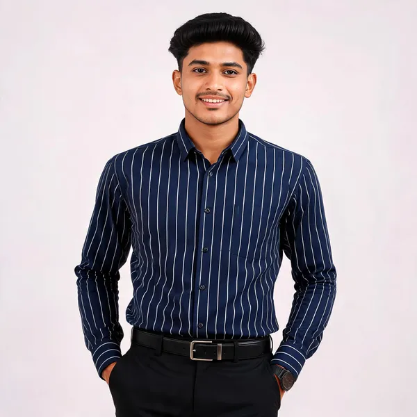 Blue_Cotton_Regular_Fit_Striped_Shirt_For_Men