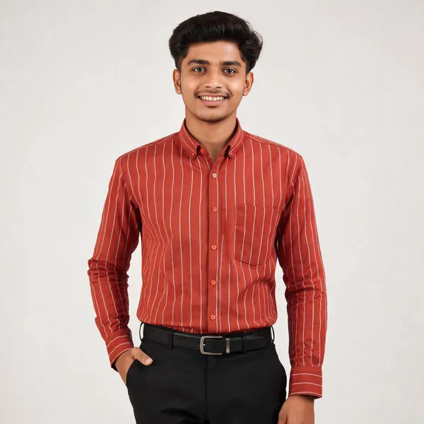 Rust_Orange_Orange_Cotton_Regular_Fit_Striped_Shirt_For
