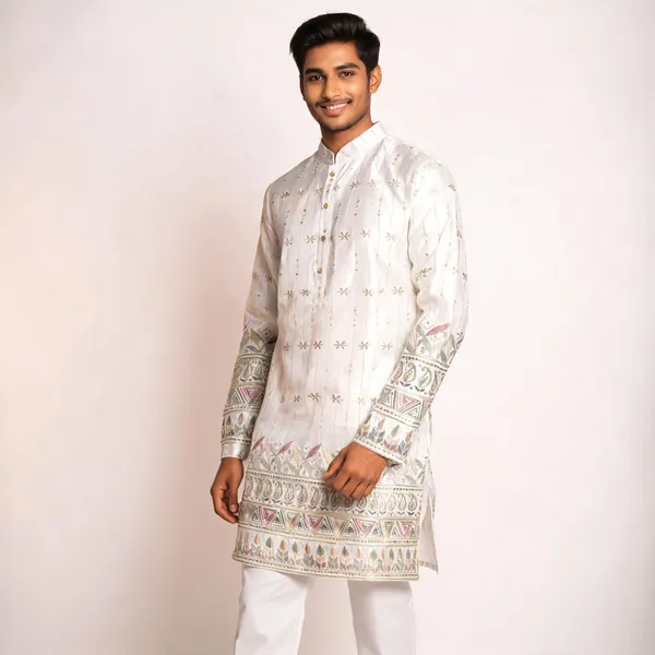 White_Malai_Satin_Straight_Printed_Kurta_Pajama_Set